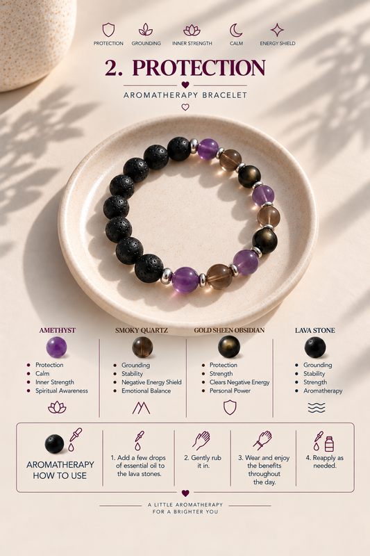 Protection Bracelet • Amethyst, Smoky Quartz & Gold Sheen Obsidian